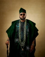 Emerald Green Velvet Royal Agbada for Men – Deluxe African Traditional 3-Piece Attire with Rich Embroidery - Image 4