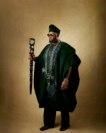 Emerald Green Velvet Royal Agbada for Men – Deluxe African Traditional 3-Piece Attire with Rich Embroidery - Image 5