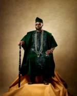 Emerald Green Velvet Royal Agbada for Men – Deluxe African Traditional 3-Piece Attire with Rich Embroidery - Image 6