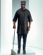 Men’s Black Luxury Senator Native Wear with Front and Back Rhinestone Detailing - Image 4