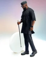 Men’s Black Luxury Senator Native Wear with Front and Back Rhinestone Detailing