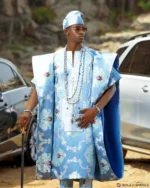Azure Majesty Embroidered Agbada Set